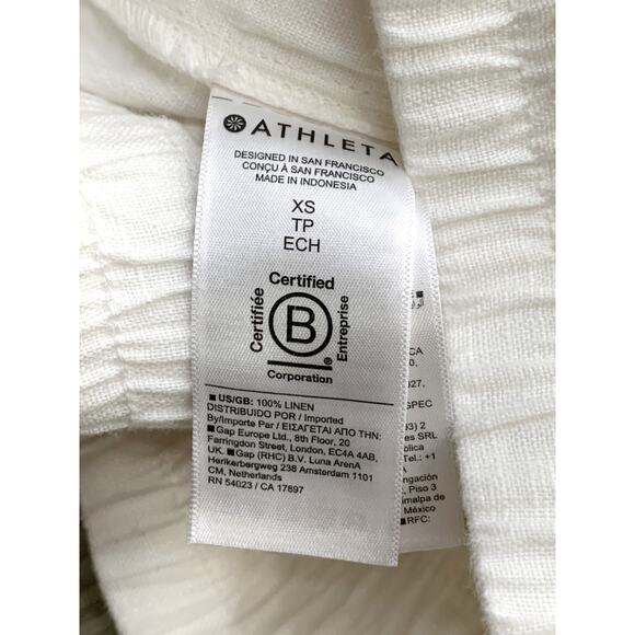 New Athleta Retreat 100% Linen Wide Leg Pull On High Rise White Pants XS - Picture 7 of 10